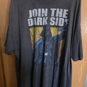 Star Wars Dark Side Graphic Tee in Charcoal with Blue and Yellow Print